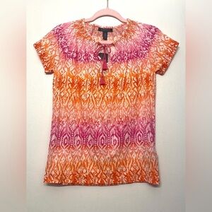 NWT‎ Lauren Ralph Lauren Women’s Pink and Orange Short Sleeve XS Blouse Top